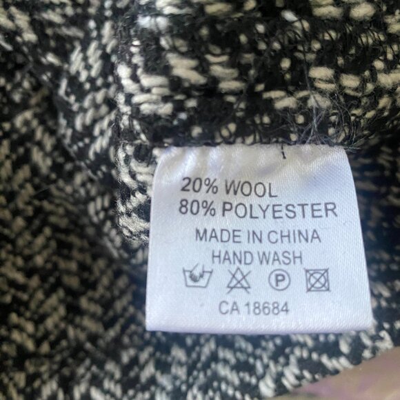 Gilani Black/White Vintage Wool Blend Tweed Poncho Style Belted Jacket Size 10 - Picture 8 of 8